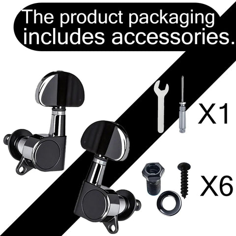 Locking Guitar Tuners 6 Pack for Acoustic and Electric Guitars Pro Grade Chrome Zinc Alloy with tools and accessories