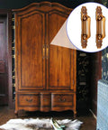 Antique Barn Door Handles And Vintage Sliding Door Handle Set in Rustic European Style on wooden cabinet