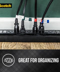 Vinyl Electrical Tape 35 5-Roll Multi-Color Pack organizing cables in power strip for cable jacket repair and insulation