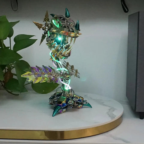 3D Metal Puzzle Kit For Adults Hands-On Can-nibal Flower Mechanical Assembly Model Chom-per Build Jigsaw Craft Brain Teaser Noisy But Fun Desk Decor Gift 770 Plus Pieces For Halloween Premium Stainless Steel Copper Alloy Construction Durable Office, lit on desk