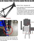 BBSHD Mid Drive Ebike Conversion Kit 48V 52V 500W 750W 1000W diagram for bike frame compatibility