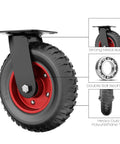 8 Inch Heavy Duty Caster Wheels With Polyurethane Tread For All Terrain Use, Swivel Industrial Casters For Cart, Dolly Or Equipment