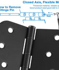 Matte Black 4 Inch Square Door Hinges With Rounded Corners Heavy Duty Interior And Exterior Cabinet Hardware, hinge pin removal guide.