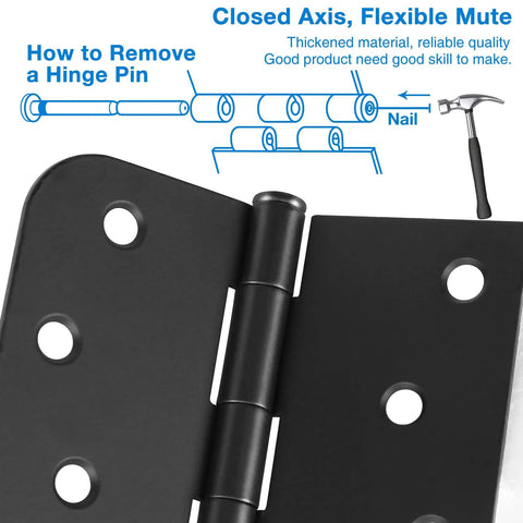 Matte Black 4 Inch Square Door Hinges With Rounded Corners Heavy Duty Interior And Exterior Cabinet Hardware, hinge pin removal guide.