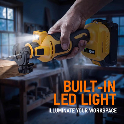 Cordless Drywall Cut-Out Tool Built For Pros With Brushless Rotary Saw, 28000 RPM, 3-Speed Depth Adjustable, LED Light, Compact Spiral Tool For Sheetrock And Wood Cutting, Compatible With 20V Batteries (Battery Not Included) with built-in LED light