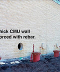 Tough As Nails 25 Inch Concrete Core Drill With 5000W Two Speed Diamond Coring Rig near 12" CMU wall with holes.