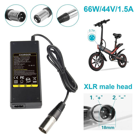 44V Lead Acid Battery Charger for 36V Scooters with 3-Pin Male XLR Connector, compatible with Razor MX500, MX650, and others