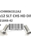 Shop Grade M6 X 12 Millimeter Stainless Steel Slotted Cheese Head Machine Screws with part label and two screws visible.