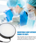 LED Ring Light Illuminator For Lab Microscopes With Adjustable Brightness From Dim To Full White Pure LED Light And Power Adapter Replacement Accessory For Stereo Microscopes US Plug And Play Ready, 0-100% brightness