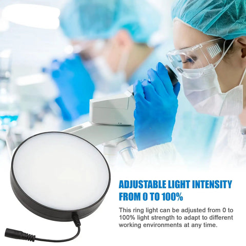 LED Ring Light Illuminator For Lab Microscopes With Adjustable Brightness From Dim To Full White Pure LED Light And Power Adapter Replacement Accessory For Stereo Microscopes US Plug And Play Ready, 0-100% brightness