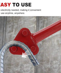 Heavy Duty Manual Rebar Bender For 5/8 Inch Steel Rod showing leverage mechanics bending a steel rod easily.