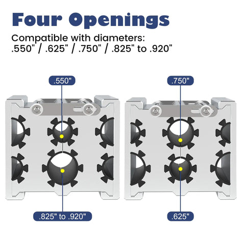 Heavy Duty Universal Barrel Clamp Collets With Four Openings For Round Tubes.550 To.920 Inches Aircraft Grade Aluminum