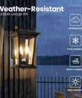 Two Light Outdoor Pendant Light For Porch, Sleek Matte Black Finish With Clear Glass, weather resistant lantern in rain scene