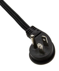 Eight Foot 3 Prong Grounded Indoor Extension Cord With Flat Plug And Three Outlets, black cord with prong detail