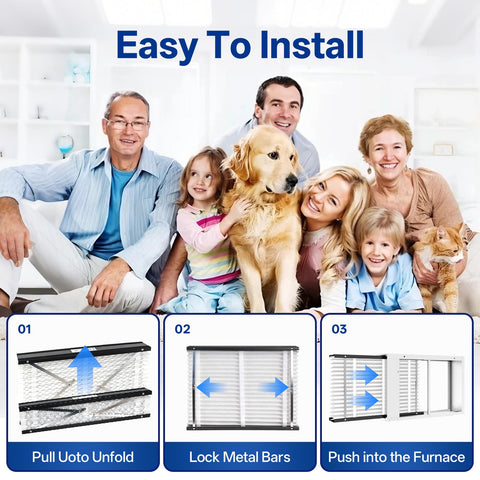 Two Pack Replacement Filter For 213 MERV 13 HVAC Furnace Filter Fits 213 Whole House Air Purifiers Models 1210 1620 2210 2216 3210 4200 20x25x4 Inches For Clean Air At Home, easy installation guide with family and pets