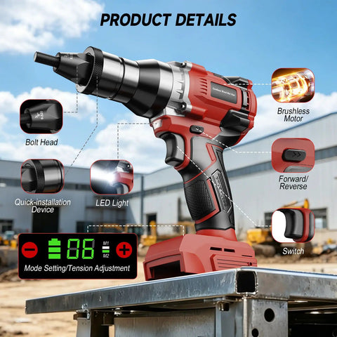 Cordless Rivet Nut Tool Kit 2 In 1 Rivet Gun For Automotive And DIY, 18V Battery Compatible, Brushless Motor With 2030 Lbs Pulling Force