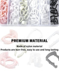 160 Piece Nylon Fuel Line Clip Kit With Seven Sizes For 3 8 Inch And 5 16 Inch Hoses, box of clips in assorted colors and sizes