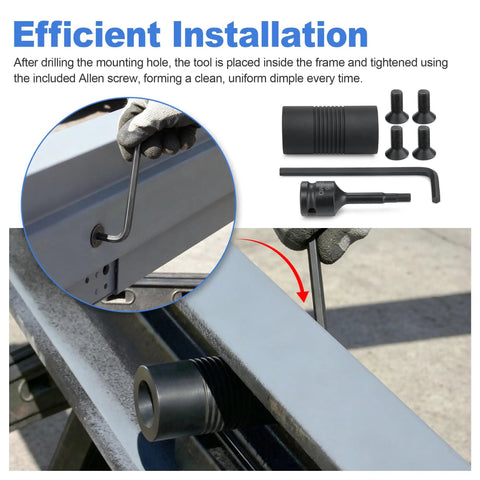 Pro Grade Door Frame Dimpling Tool Kit For Hardened Steel, Double Sided Design, using Allen screws on metal frame