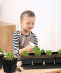 Child using 2.4 Inch Square Seedling Pots With Drain Holes, 80 Pcs Plus 5 Seed Starter Trays, Propagation Kit for seedlings