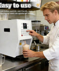 Chef using Three Point Five Liter Digital Powder Dispenser With Smart Panel And Auto Dispense 17 Memory Buttons
