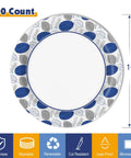 Front view of a 300 count 10 inch paper plate with leaf design, Bulk 300 Count 10 Inch Paper Plates Soak Proof And Cut Resistant Disposable Dinner