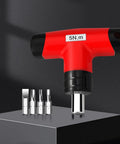 Garosa T Handle Preset Torque Wrench Pro Slip Click Tool For Electrical Repair Workshop Stainless Steel 5Nm 1/4 Inch Hex with four bits.