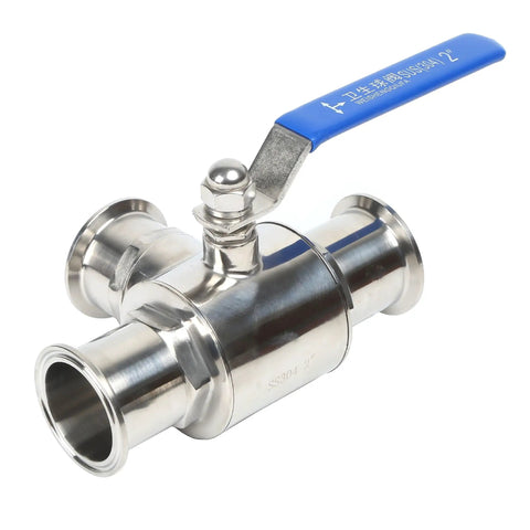 Workhorse Two Inch Tri Clamp Sanitary Ball Valve 304 Stainless Steel 3 Way T Port PTFE Lined for various industries