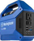 Go-To Portable Power Station With 155Wh 150W Peak, Solar Generator, AC outlets and USB ports visible on side view