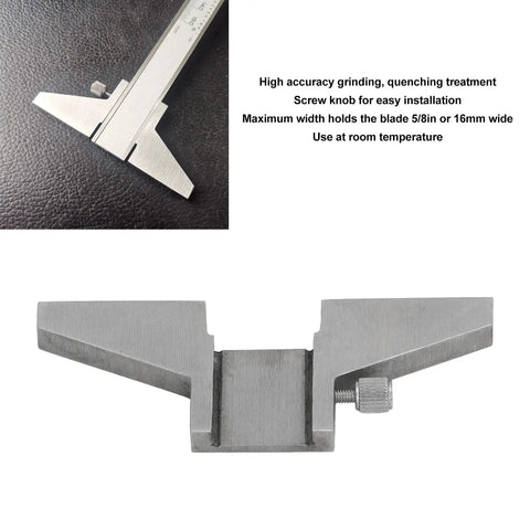 Stainless Steel Caliper Depth Base Attachment With Screw Knob For Vernier Calipers Up To 16mm Blade Width, Hardened Gauge