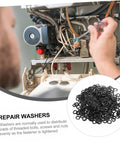 500pc Wave Washer Set for Electrical and Automotive Use, Compression Spring Washers with Smooth Surface to Reduce Friction and Prevent Loosening, Assorted Sizes for Tight Axial Load and Easy Installation, black washers for repair