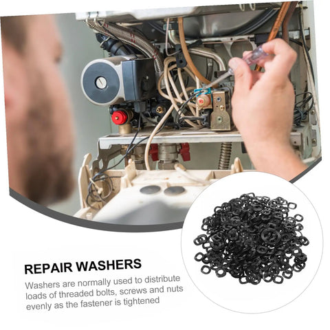 500pc Wave Washer Set for Electrical and Automotive Use, Compression Spring Washers with Smooth Surface to Reduce Friction and Prevent Loosening, Assorted Sizes for Tight Axial Load and Easy Installation, black washers for repair