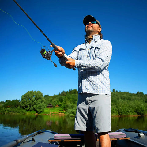 Angler using Ultra Light Carbon X II Spinning Reel Upgrade For Freshwater And Saltwater Anglers, Carbon Frame And Rotor, Size 1000