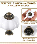 White Pumpkin Drawer Knobs 2 Pack Old School Vintage Cabinet Pulls Antique Hardware with bronze base and smooth finish