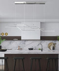 Modern LED Chandelier Three Light Chrome Pendant Fixture With Dimmable 45W Integrated LED in a kitchen setting