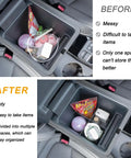Before and after using 2-Piece Center Console Organizer and Armrest Divider Set for 2023-2026 Honda Pilot, 2024-2026 Passport and Ridgeline