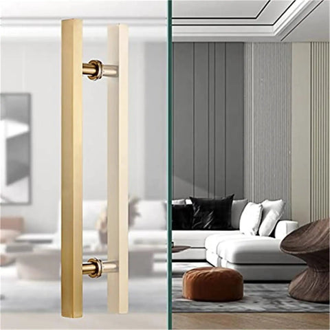 Double Sided H Shaped Sliding Door Handle with Ergonomic Push Pull Grip, Modern Rustic Look Aluminum Construction