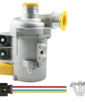 Badass Reliable Electric Engine Water Pump For BMW N52 Engines Replaces 11517586925, silver pump with wires and bolts.