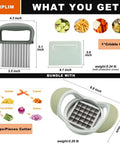 2-piece handheld kitchen chopper set: stainless steel crinkle cutter and chips cutter; dishwasher-safe.