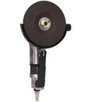 5 Inch Heavy Duty Pneumatic Angle Grinder Built Tough For Auto Repair And Metal Fab Shops Strips Rust Knocks Off Welds Smooths Bare Steel And Powers Through Polishing Tasks Like A Badass Workhorse Everyone Wants showing side view with grinding disc.
