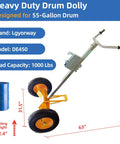 Heavy Duty 55 Gallon Drum Dolly With Industrial Hand Truck, Extra Large 16 Inch Pneumatic Tires, 1000 Lb Capacity