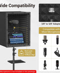 Pro Grade Microphone Isolation Shield for Studio With Tripod Stand Adjustable Height Up To 53.1 Inches Soundproof Vocal Booth Box
