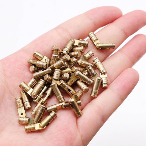 30 Pcs Brass Barrel Hidden Hinges for DIY Jewelry Boxes and Small Cabinets, mini hinges with 180 degree swing in hand