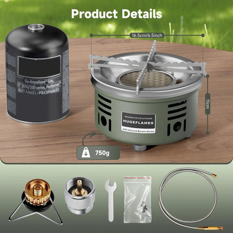 Ultra Light Infrared Camping Stove With Windproof Burner Portable Gas Stove For Propane Or Butane Lightweight Aluminum Alloy With Carrying Case