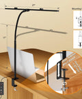 Ultra Wide 31.5 Inch Desk Lamp With Clamp 24W 1800LM Auto Dimming Five Color Modes Timer Tall Architect Desk Light mounted on desk