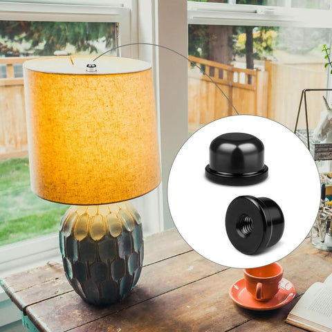 Black 8 Pack 1/4-27 Lamp Finials, Shade Cap for Lamp Shade Bracket Harp Top, Finial Knob, Iron Lamp Fittings close-up