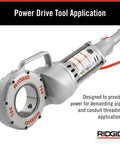 Badass 120V Handheld Power Pipe Threader For Plumbing And Conduit Tasks Compatible With 12-R 00-R 00-RB 11-R Die Heads shown in application.
