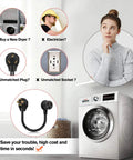Woman pondering issues with dryer and 3 prong to 4 prong adapter for old clothes dryer 14 30P male to 10 30R female, 30A 250V.