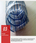 End view of six inch perforated drain pipe showing steel wire reinforcement and nonwoven filter for yard drainage, 20m length.