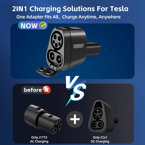 Upgraded Ccs To J1772 Adapter Brings Badass Plug And Play Speed For Tesla Cybertruck and Model 3 Y S X Electric Cars, black charging adapter features.