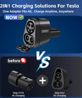 Ccs To J1772 Adapter Knock Your Socks Off For Tesla Cybertruck showcasing dual charging ports and comparison with older models.
